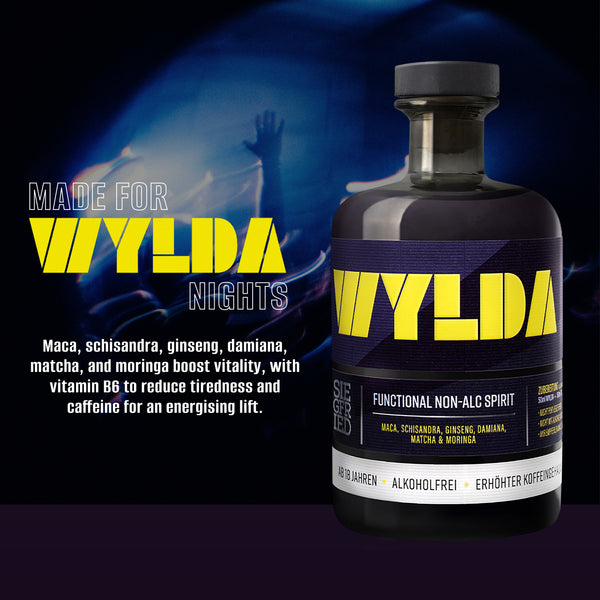 Wylda | Functional non-alcohol spirit based on adaptogenic botanicals | Maca,Schisandra Ginseng,Damiana,Matcha,Moringa | Vegan | 500ml